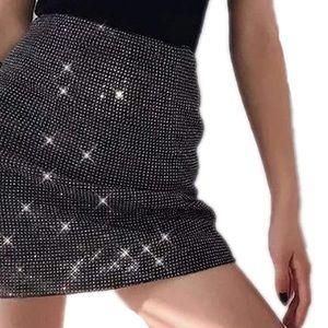 Black Rhinestone Pencil Skirt